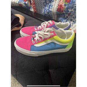 Unisex Color Blocked Suede Leather Vans Sneakers